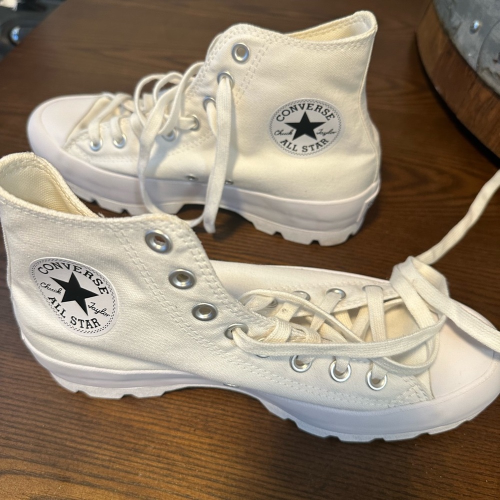 Converse White Canvas High-Tops - Picture 2 of 4